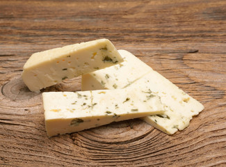   Blue cheese on wooden board