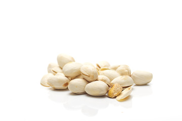 Heap of salted pistachio nuts