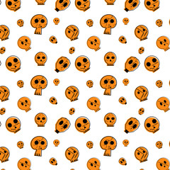 Halloween festive seamless pattern. Endless background with cute skull Vector illustration