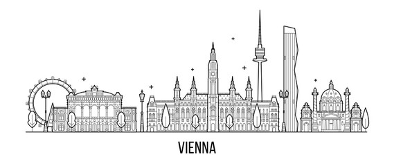 Fototapeta premium Vienna skyline, Austria big city building vector