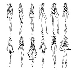 Stylish fashion models. Pretty young girls. Fashion girls Sketch - 220613161