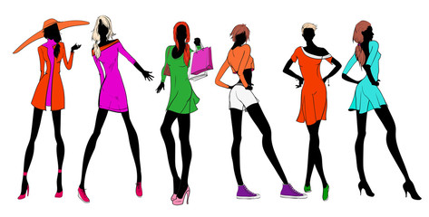 Pretty fashionable silhouette. Fashionable girls.