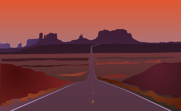 Arizona road landscape vector eps 10