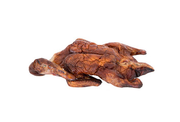 roasted duck full body for worship in chinese new year celebration. roasted duck on white background.