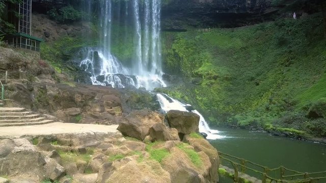 special ground and stone steps near waterfall
