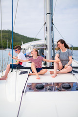 Family on board of sailing yacht