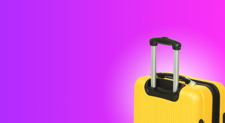 Colorful horizontal banner with suitcase and copyspace. Travelling concept.