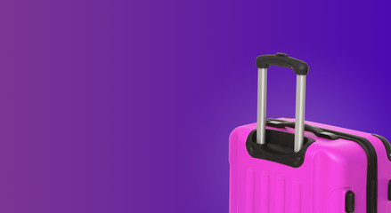 Colorful horizontal banner with suitcase and copyspace. Travelling concept.