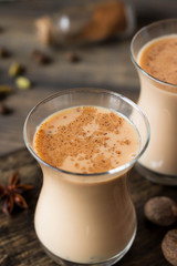 Traditional Indian masala tea. Spicy tea with aromatic spices and milk.