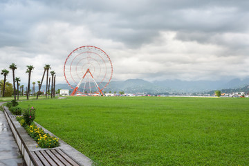 Batumi, Adjara, Georgia - August 12, 2018: The Ferris wheel on the embankment of Batumi.