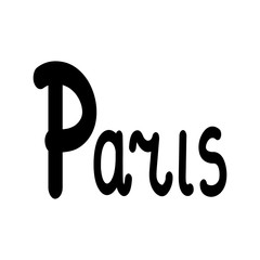 Lettering Paris. Fashion graphic background design. Modern stylish flat abstract texture. Monochrome template for t shirt, prints, textiles, wrapping, wallpaper. Design element. Vector illustration