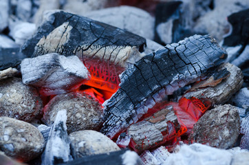 Details of charcoal for barbecue at picnic. Abstract background. Close-up