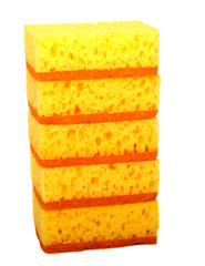 colored kitchen sponges isolated on white background