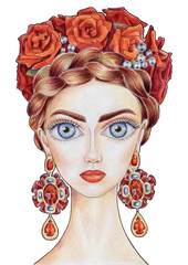 The girl with flower wreath in color 31