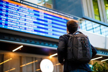 the passenger is looking at the terminal