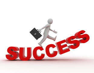 Businessmen run up to success. success concept 3d