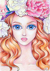 The girl with flower wreath in color 22