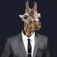 Giraffe dressed in a suit. Elegant classy style. Vector illustration. - 220620108