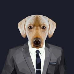 Labrador dog dressed in a suit. Elegant classy style. Vector illustration. - 220620147