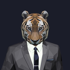 Tiger dressed in a suit. Elegant classy style. Vector illustration. - 220620394