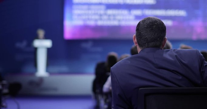 Masterclass at Congress. People Spectators Public Audience attending master lecture. people at a conference or presentation, workshop, master class