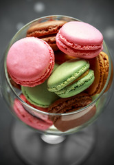 Sweet colorful macarons dessert, almond cake, cookies. selected focus.