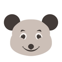 mouse  face cartoon   vector illustration flat style   front 