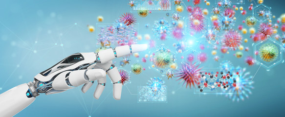 Cyborg creating and analyzing nanovirus 3D rendering