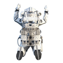 Astronaut on white. Mixed media