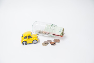  Travel to Paris,Eiffel Tower shaped souvenir and car shaped toy on the wonderful  background