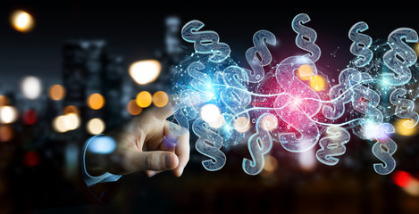 Businessman using 3D rendering digital paragraph law symbol