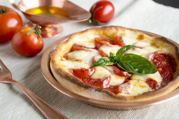 Traditional Italian dish, delicious pizza Margarita.