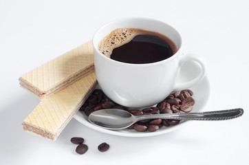 Coffee and sweet waffles
