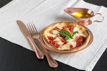 Traditional Italian dish, delicious pizza Margarita.