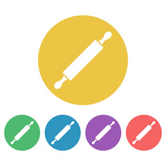 Rolling pin vector colored round icons