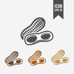 Peanut isolated vector black and colored icons