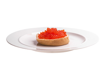 red caviar sandwich on a plate