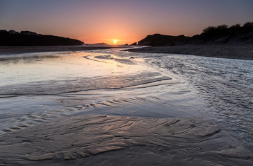 Fototapeta na wymiar Sunset, Porth Beach, Cornwall