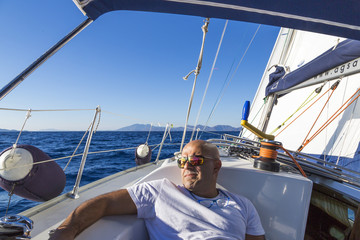 Fototapeta premium Man on the Boat