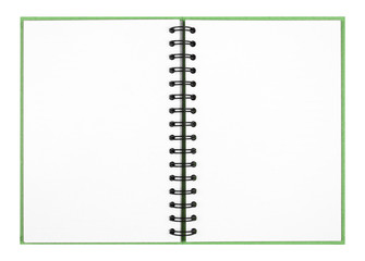 blank recycle notebook or book and green diary with white paper for office stationary and business success note or student education write on top view and white background isolate with clipping path
