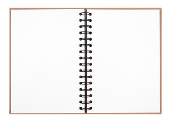 blank recycle notebook or book and brown diary with white paper for office stationary and business success note or student education write on top view and white background isolate with clipping path