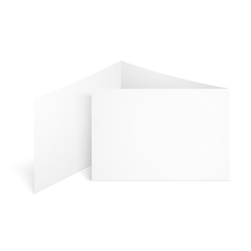 Blank white tri folded booklet mockup. Vector mockup template illustration.