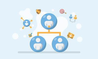 Business Management, Collaboration Link and Relationship Concept Vector Illustration. Suitable for Background, Wallpaper, Banner, Book Illustration, Web Landing Page and Creative Work