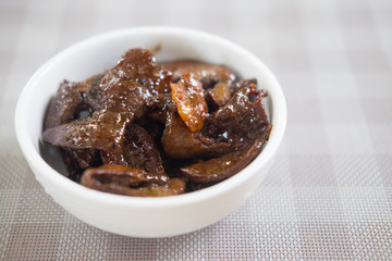 Fried pork liver mix with sugar