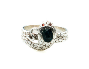 beautiful black jasper ring  on white background