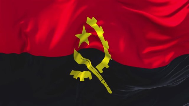 149. Angola Flag Waving in Wind Slow Motion Animation . 4K Realistic Fabric Texture Flag Smooth Blowing on a windy day Continuous Seamless Loop Background.