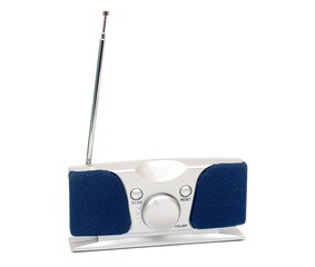 Modern blue radio isolated on white background