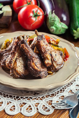 Roasted lamb chops served with ratatouille