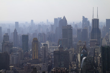 Shanghai skyline with smog