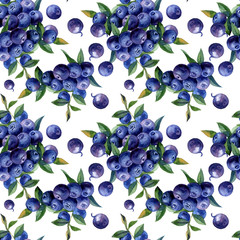 Hand painted watercolor seamless pattern berries and fruits